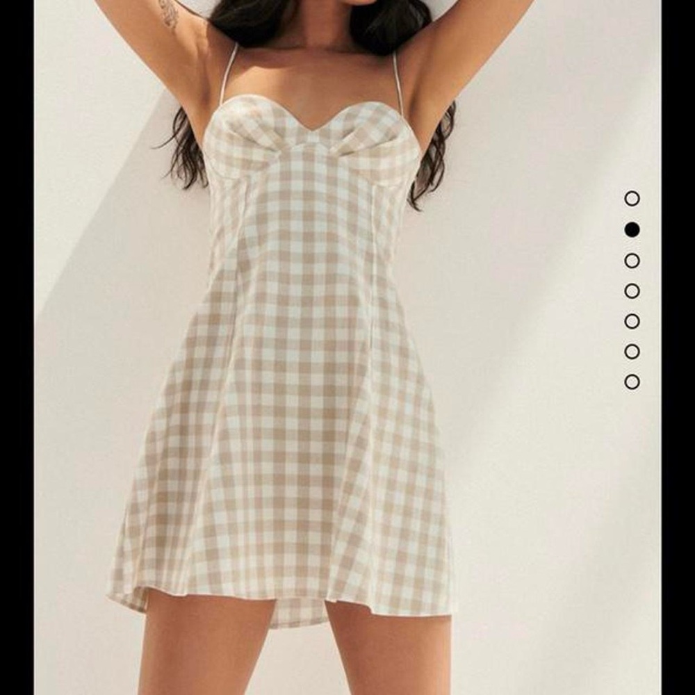 ZARA white and beige gingham dress